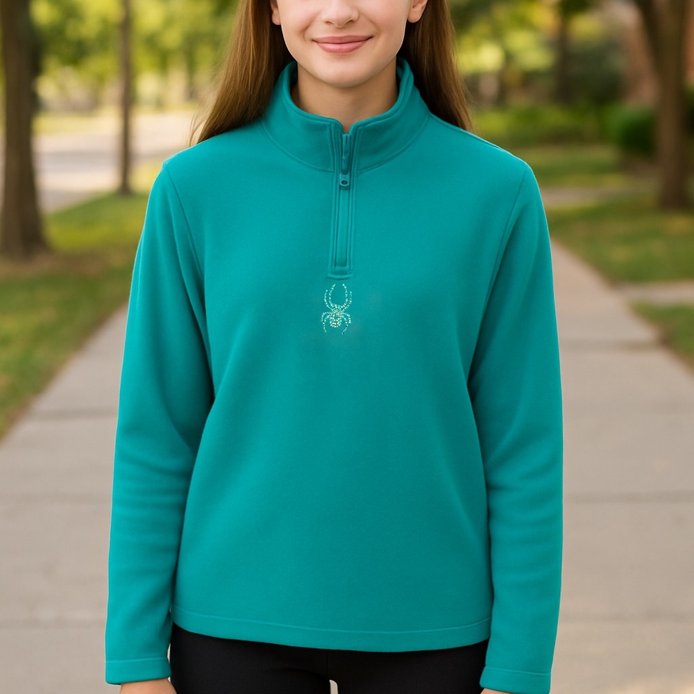 Spyder Kyds Girls Teal Shimmer Bug Fleece Half Zip Sweatshirt SZ XL